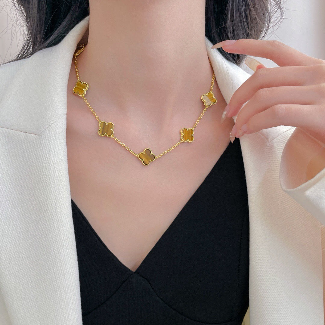 [Glow Muse]COLLAR DE 10 MOTIVOS OJO DE TIGRE CLOVER