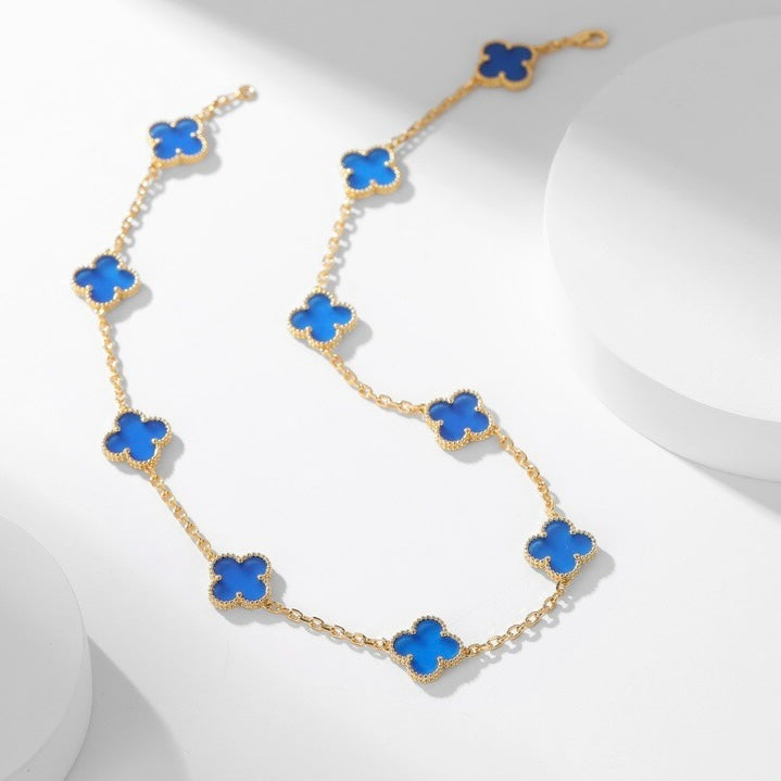 [Glow Muse]COLLAR ÁGATA AZUL CLOVER 10 MOTIVOS