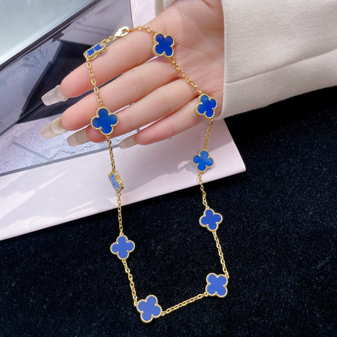 [Glow Muse]COLLAR ÁGATA AZUL CLOVER 10 MOTIVOS