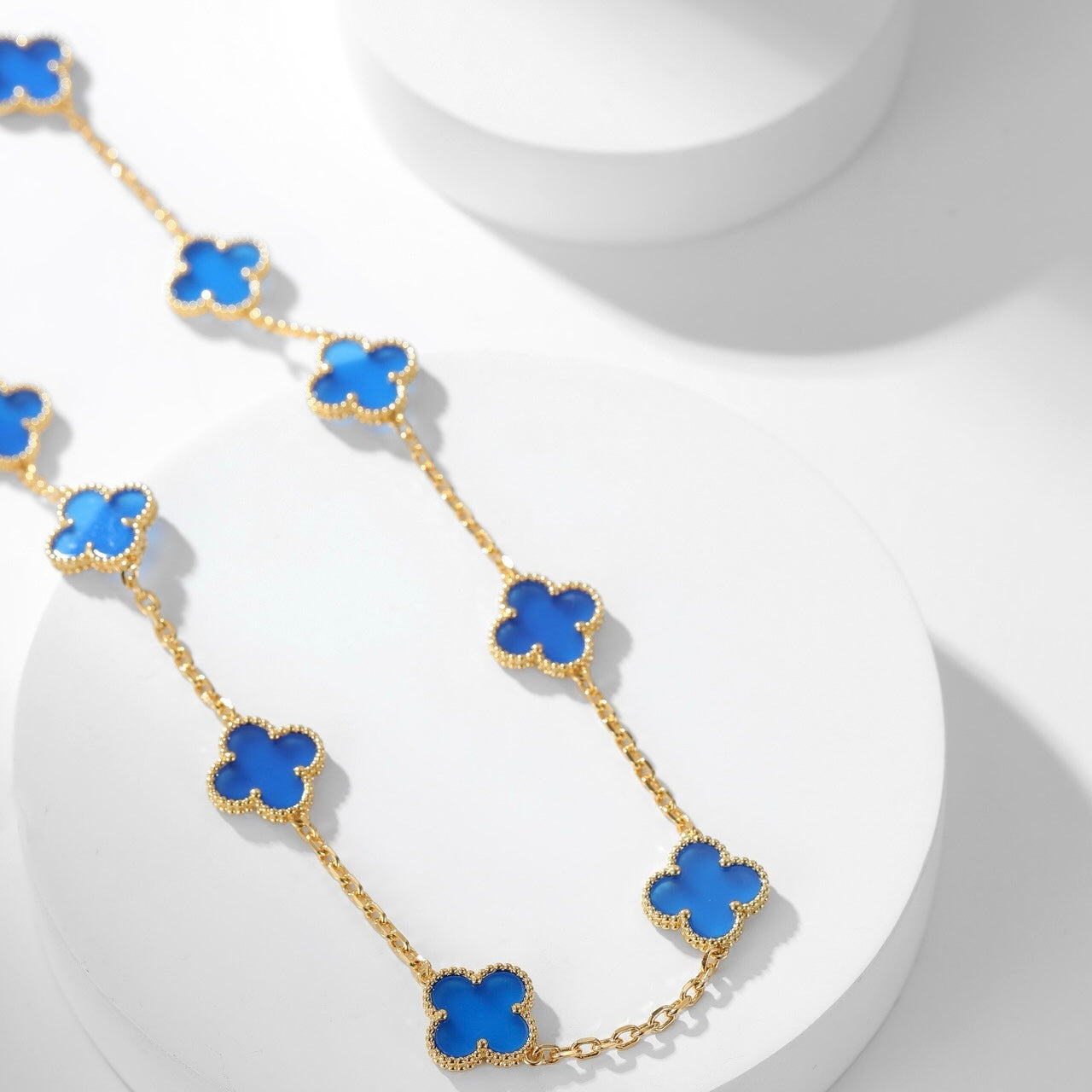 [Glow Muse]COLLAR ÁGATA AZUL CLOVER 10 MOTIVOS