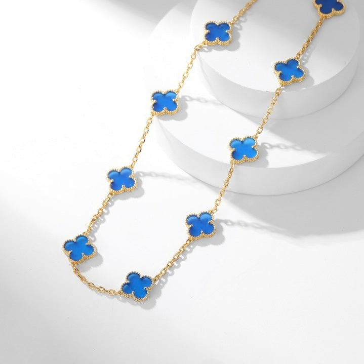 [Glow Muse]COLLAR ÁGATA AZUL CLOVER 10 MOTIVOS