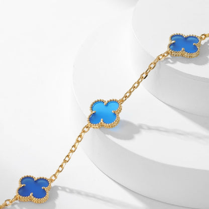 [Glow Muse]COLLAR ÁGATA AZUL CLOVER 10 MOTIVOS