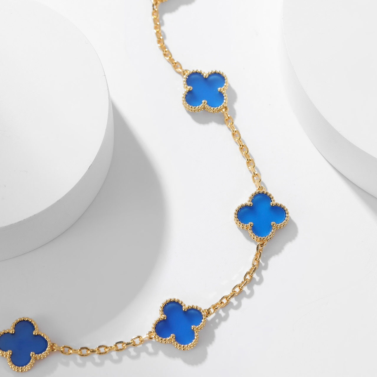 [Glow Muse]COLLAR ÁGATA AZUL CLOVER 10 MOTIVOS
