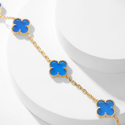 [Glow Muse]COLLAR ÁGATA AZUL CLOVER 10 MOTIVOS