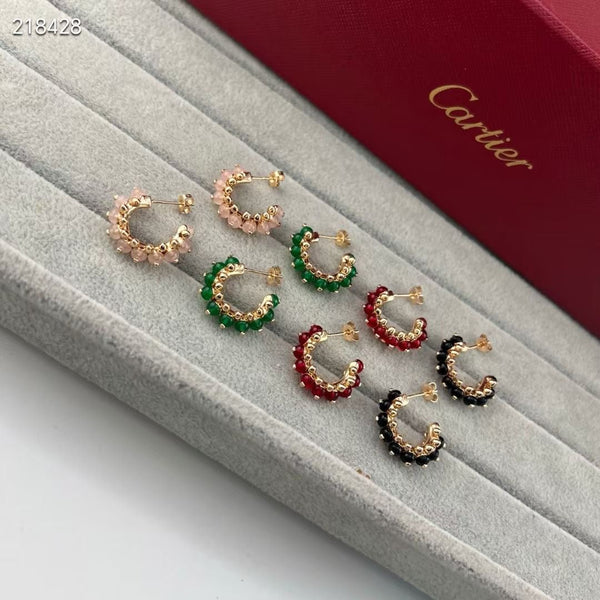 [⭐Glow Muse]NUEVA COLECCIÓN DE PIEDRAS PRECIOSAS DE COLORES PENDIENTES DE ARO PEQUEÑOS