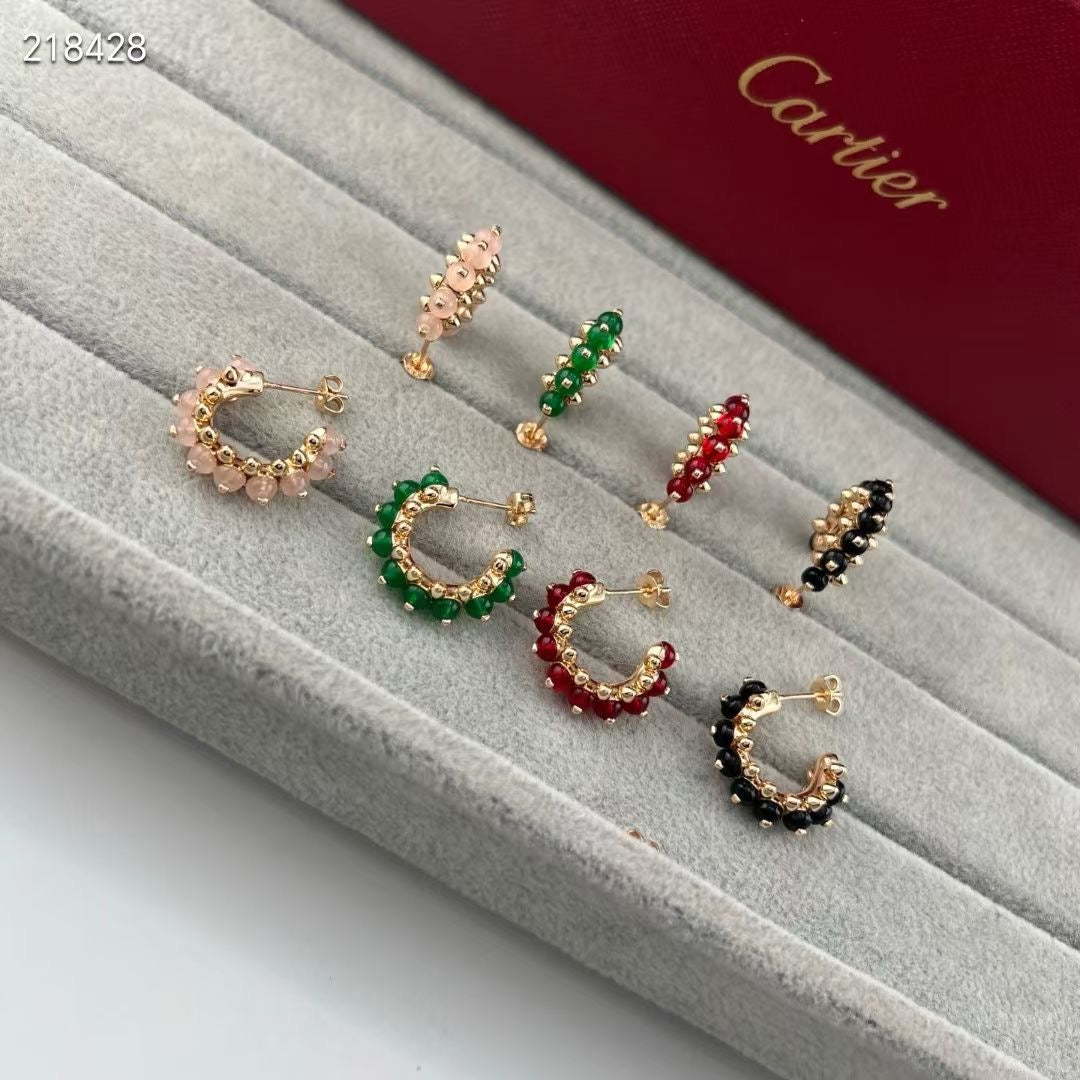 [⭐Glow Muse] أقراط طوق صغيرة جديدة من مجموعة الأحجار الكريمة الملونة