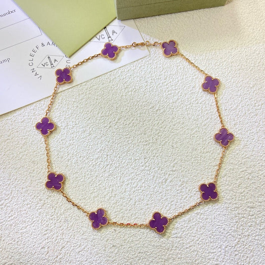[Glow Muse Jewelry] COLLAR TRÉBOL 10 MOTIVOS PÚRPURA VIOLETA