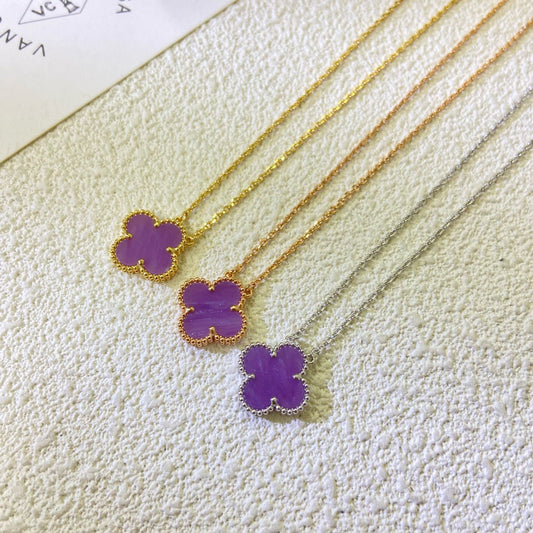 [Glow Muse Jewelry]COLLAR DE TRÉBOL VIOLETA PÚRPURA DE 15 MM