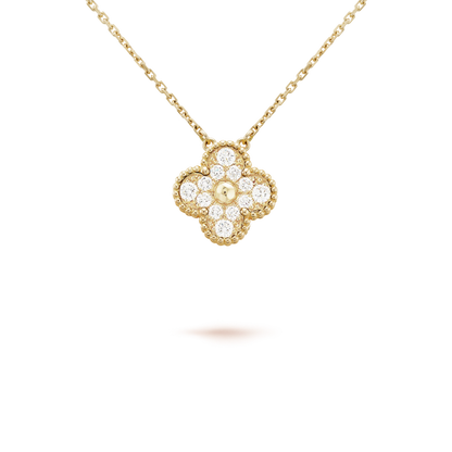 [Glow Muse]COLLAR DE FLOR SOLITARIA DE DIAMANTES TRÉBOL 15MM