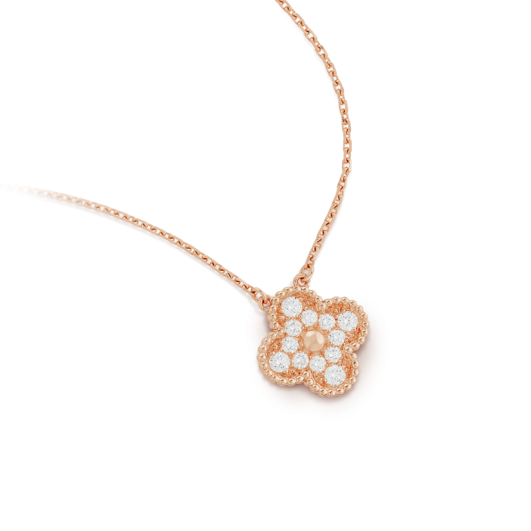[Glow Muse]COLLAR DE FLOR SOLITARIA DE DIAMANTES TRÉBOL 15MM