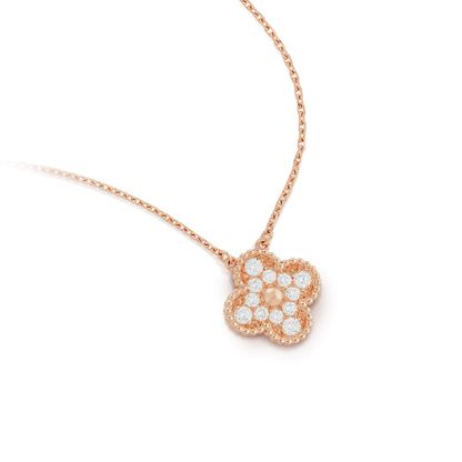 [Glow Muse]COLLAR DE FLOR SOLITARIA DE DIAMANTES TRÉBOL 15MM