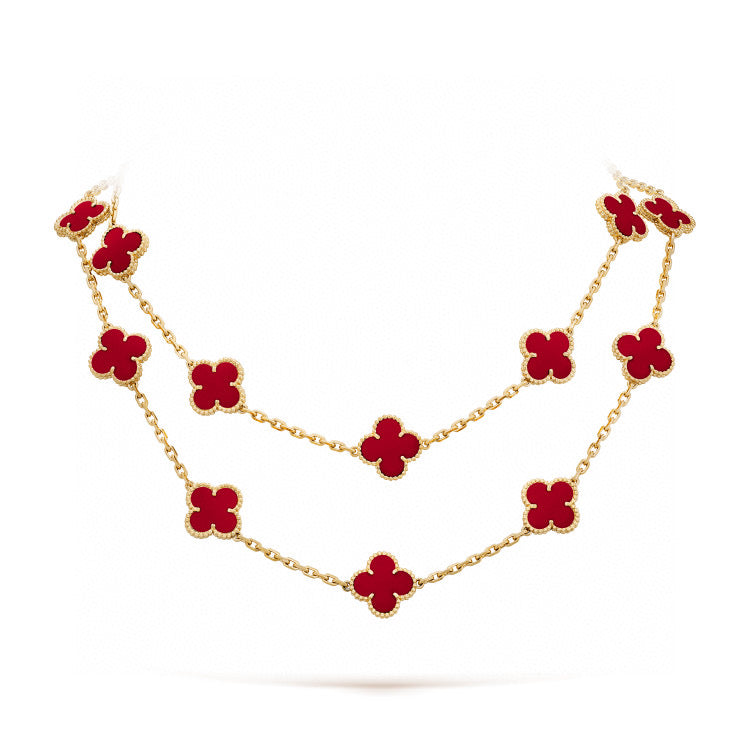 [Glow Muse]COLLAR DE CORNALINA TRÉBOL CON 20 MOTIVOS