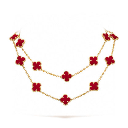 [Glow Muse]COLLAR DE CORNALINA TRÉBOL CON 20 MOTIVOS