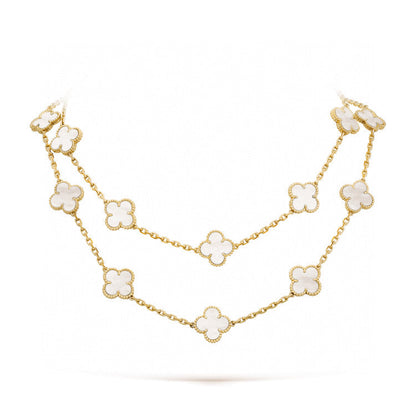 [Glow Muse]COLLAR DE NÁCAR BLANCO CON 20 MOTIVOS DE TRÉBOL