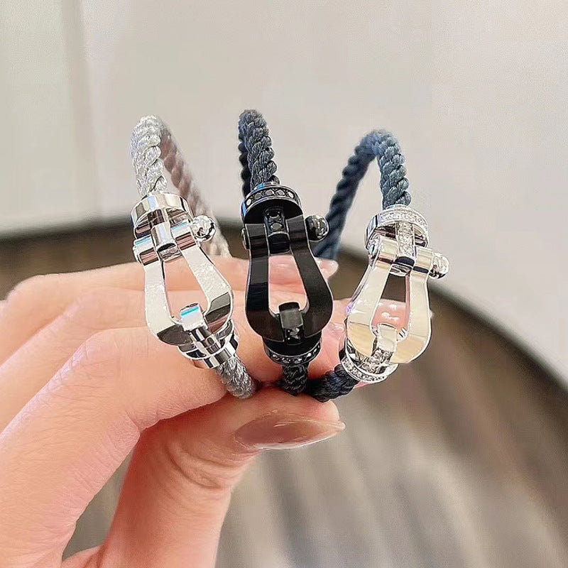 [Glow Muse]FORCE LARGE HORSESHOE FULL DIAMOND BRACELET SILVER