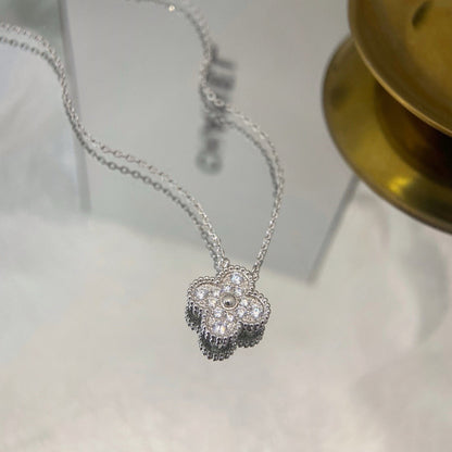 [Glow Muse]COLLAR DE FLOR SOLITARIA DE DIAMANTES TRÉBOL 15MM