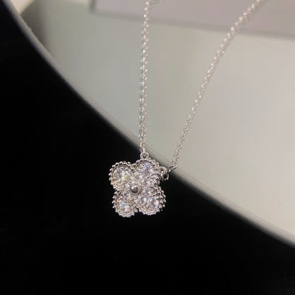 [Glow Muse]COLLAR DE FLOR SOLITARIA DE DIAMANTES TRÉBOL 15MM