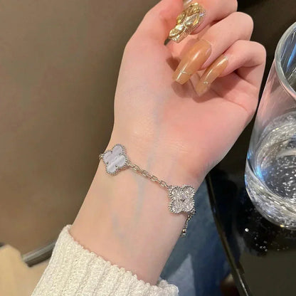 [⭐Glow Muse] مجموعة أساور العقيق الأرجواني بتصميم CLOVER 5 MOTIF