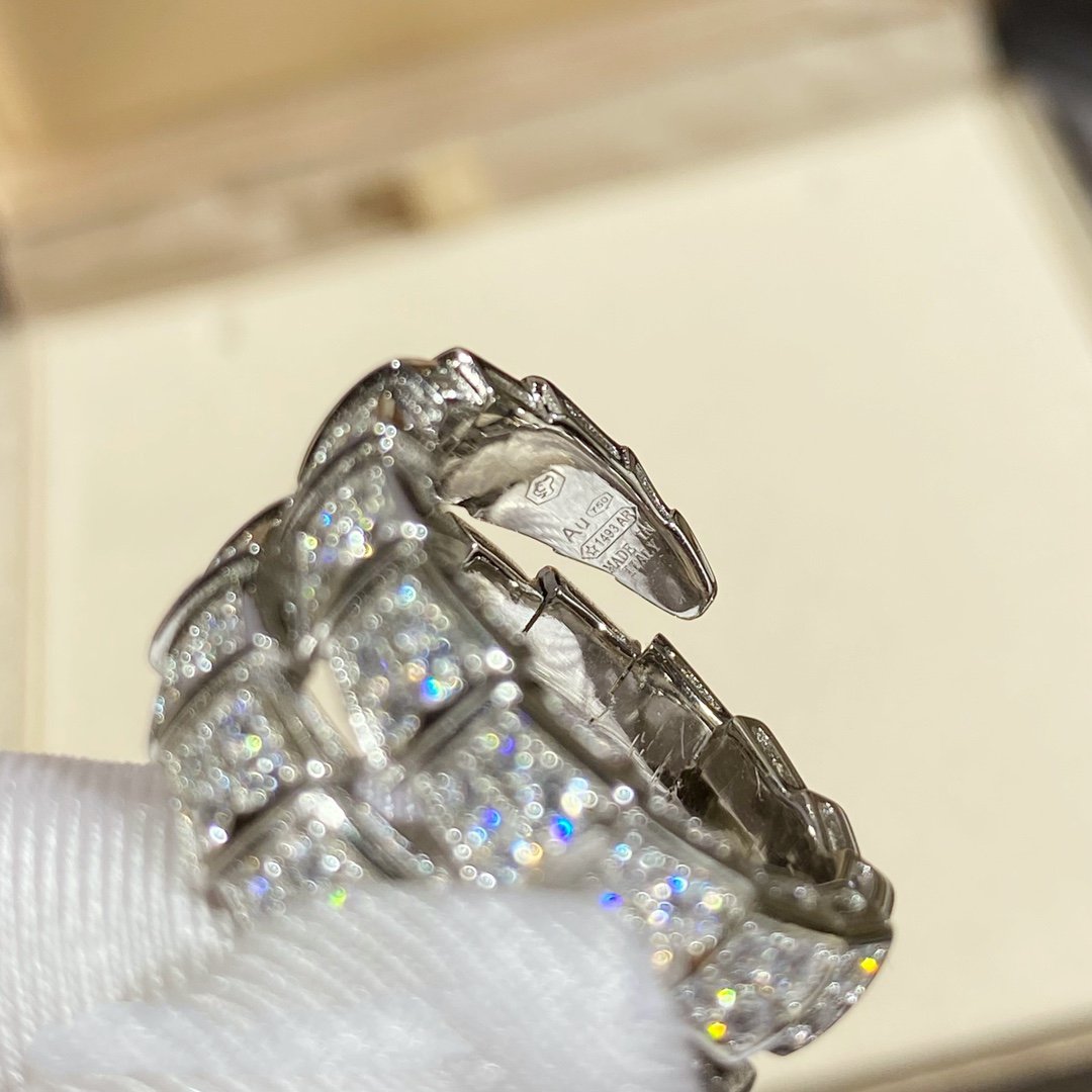 [Glow Muse]SERPENTI ANILLO DOBLE DE PLATA CON DIAMANTES PAVÉ