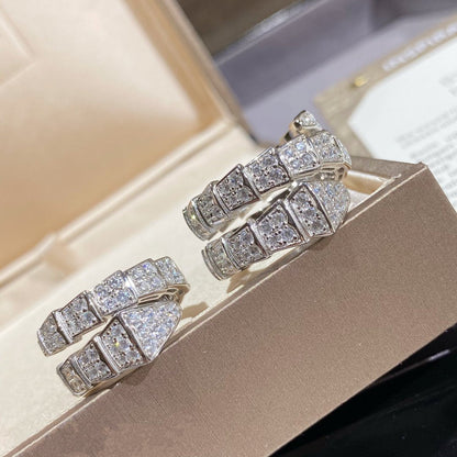[Glow Muse]SERPENTI ANILLO DOBLE DE PLATA CON DIAMANTES PAVÉ