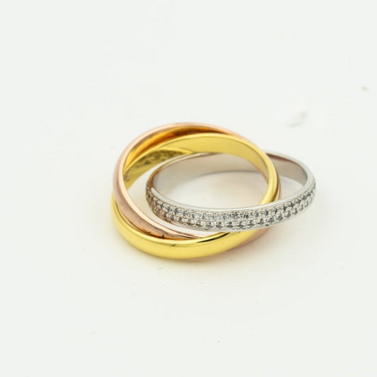 [Glow Muse Jewelry]خاتم ترينيتي ذهب وردي ذهب فضة ألماس