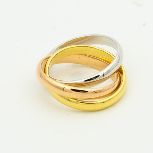 [Glow Muse Jewelry]خاتم ترينيتي ذهب، وذهب وردي، وفضة