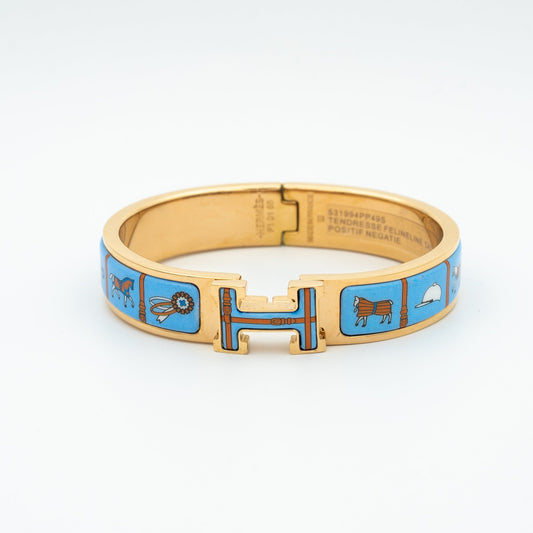 [Glow Muse] PULSERA DE ORO ROSA CON CERÁMICA AZUL