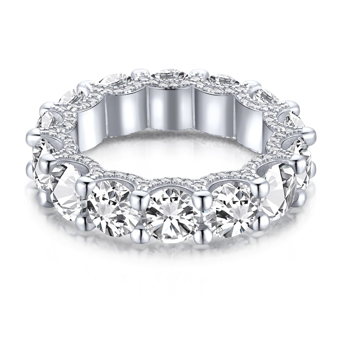 [Tonmkive Jewelry] Magnífico anillo de tenis con corte redondo