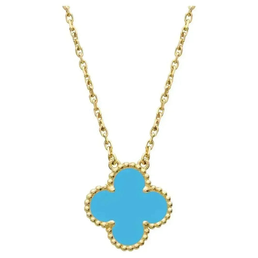 [Glow Muse]CLOVER 15MM VINTAGE TURQUOISE NECKLACE