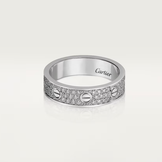 [Glow Muse]LOVE RING خاتم ألماس كامل عرض 4 ملم فضي