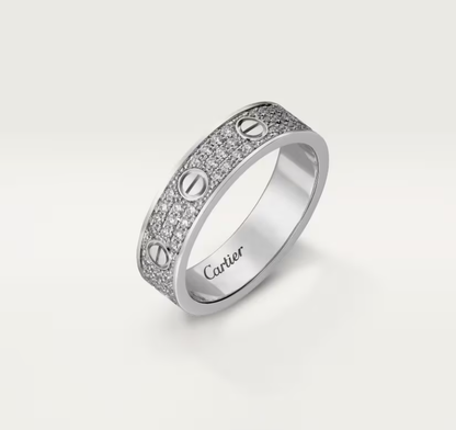 [Glow Muse] Anillo de diamante completo de 4 mm de ancho LOVE RING plateado