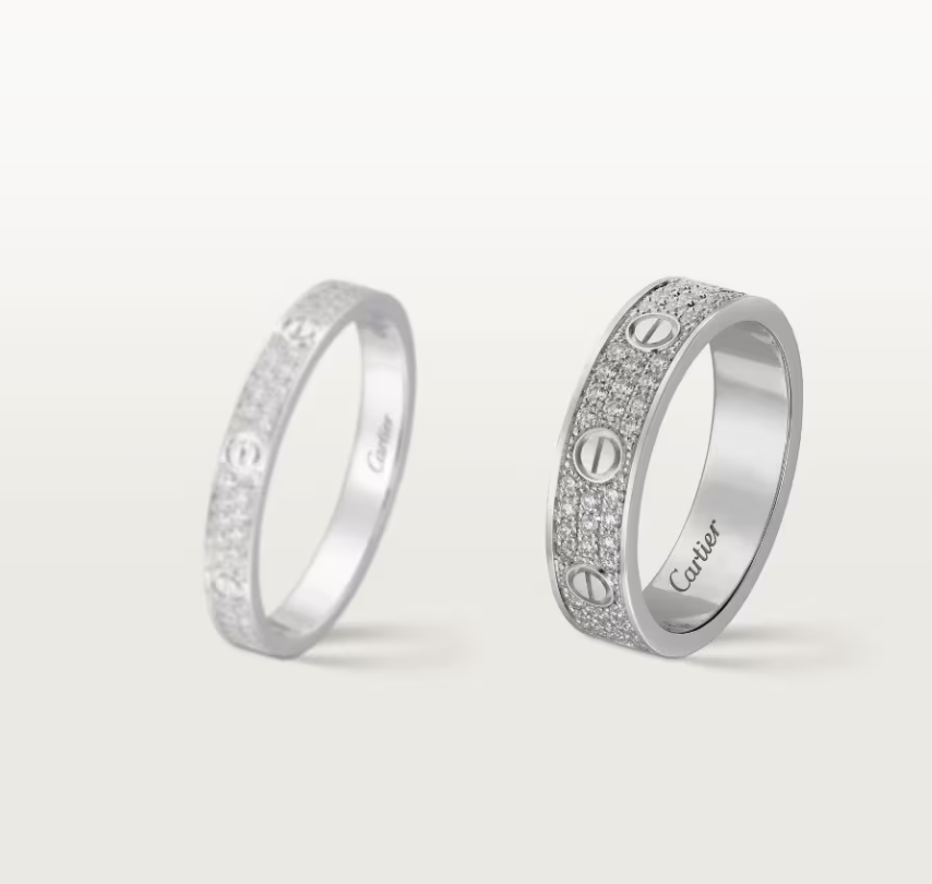 [Glow Muse] Anillo de diamante completo de 4 mm de ancho LOVE RING plateado