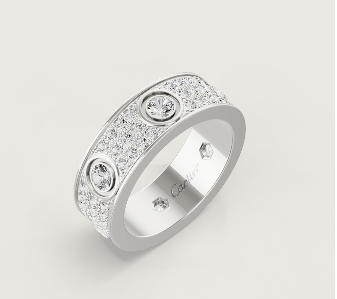 [Glow Muse] ANILLO LOVE DIAMANTE COMPLETO 6,5 MM, 6 DIAMANTES GRANDES Plata