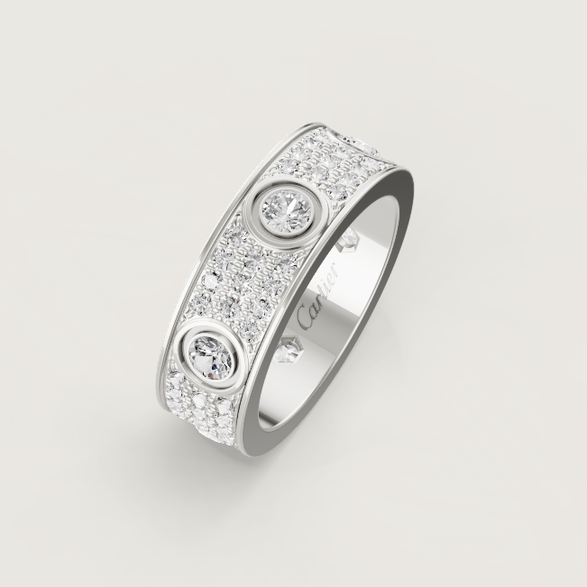 [Glow Muse] ANILLO LOVE DIAMANTE COMPLETO 6,5 MM, 6 DIAMANTES GRANDES Plata