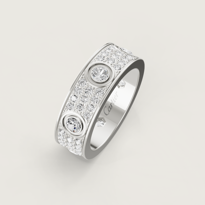 [Glow Muse] ANILLO LOVE DIAMANTE COMPLETO 6,5 MM, 6 DIAMANTES GRANDES Plata