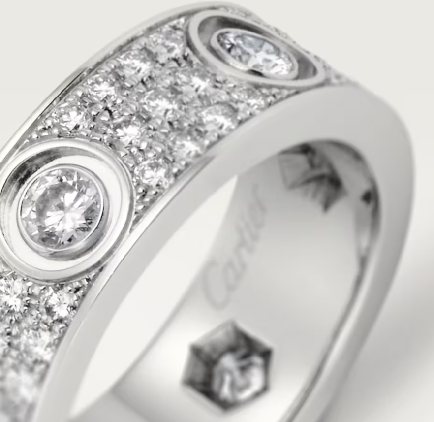 [Glow Muse] ANILLO LOVE DIAMANTE COMPLETO 6,5 MM, 6 DIAMANTES GRANDES Plata