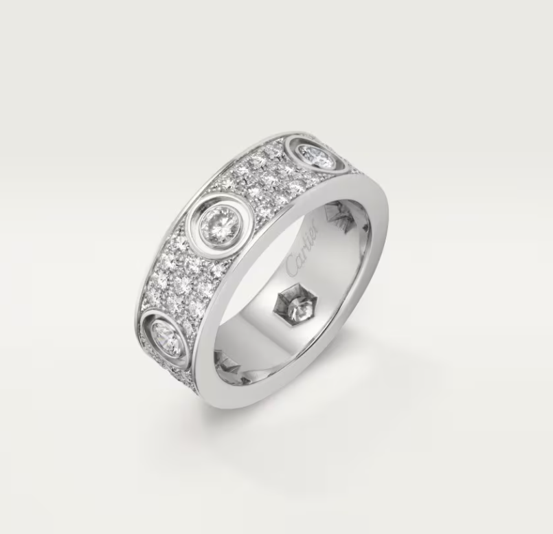 [Glow Muse] ANILLO LOVE DIAMANTE COMPLETO 6,5 MM, 6 DIAMANTES GRANDES Plata
