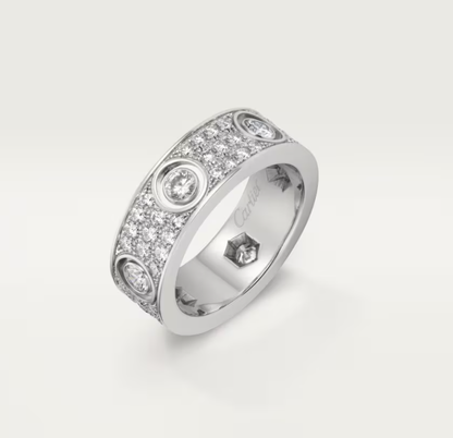 [Glow Muse] ANILLO LOVE DIAMANTE COMPLETO 6,5 MM, 6 DIAMANTES GRANDES Plata
