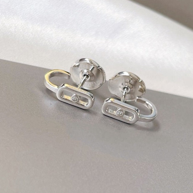[Glow Muse]PENDIENTES CRIOLLAS MOVE UNO MINI 1 DIAMANTE