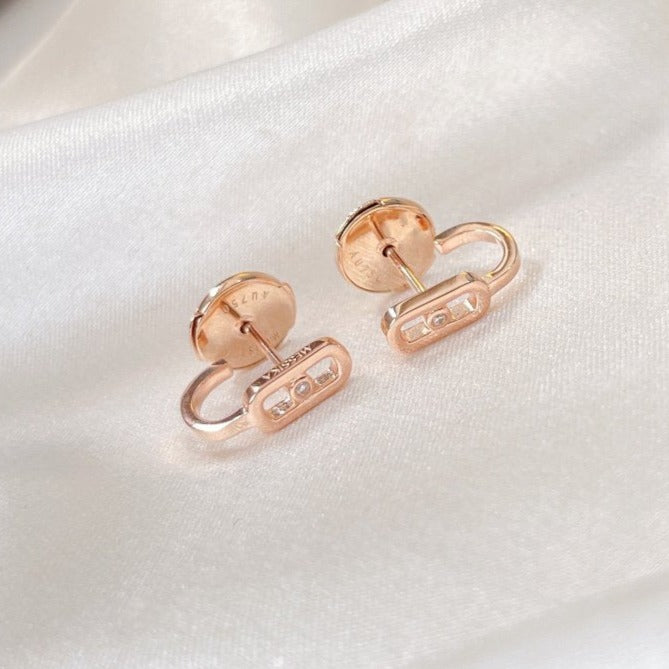 [Glow Muse]PENDIENTES CRIOLLAS MOVE UNO MINI 1 DIAMANTE