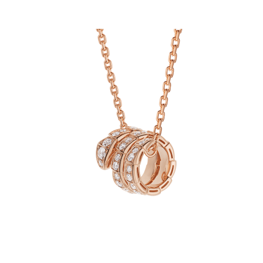[Glow Muse]COLLAR DOBLE ANILLO DE ORO ROSA CON DIAMANTES SERPENTI