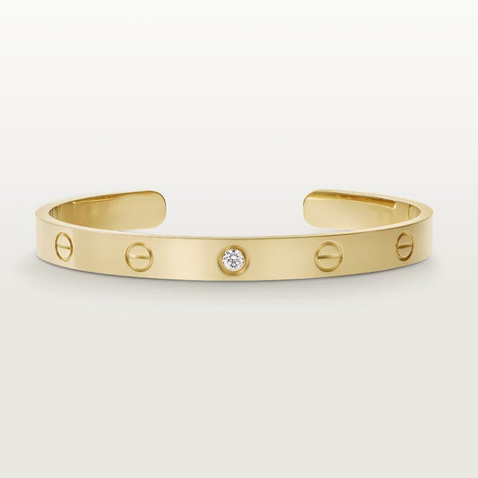 [Glow Muse] PULSERA LOVE 6.1MM 1 DIAMANTE BRAZALETE ABIERTO