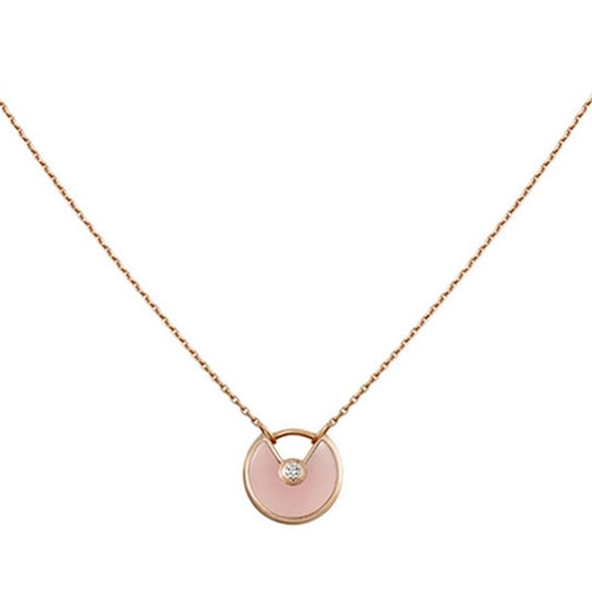 [Glow Muse]COLLAR AMULETTE DE NÁCAR ROSADO BAÑADO EN ORO ROSA