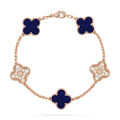 [⭐Glow Muse] مجموعة سوار CLOVER 5 MOTIF LAPIS LAZULI
