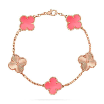 [⭐Glow Muse] مجموعة سوار CLOVER 5 MOTIFS من عرق اللؤلؤ الوردي