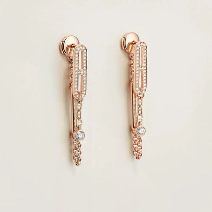 [Glow Muse]CHAINE CHAOS DIAMOND DROP EARRINGS