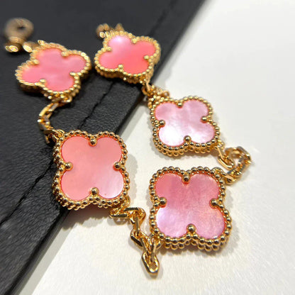 [⭐Glow Muse] مجموعة سوار CLOVER 5 MOTIFS من عرق اللؤلؤ الوردي