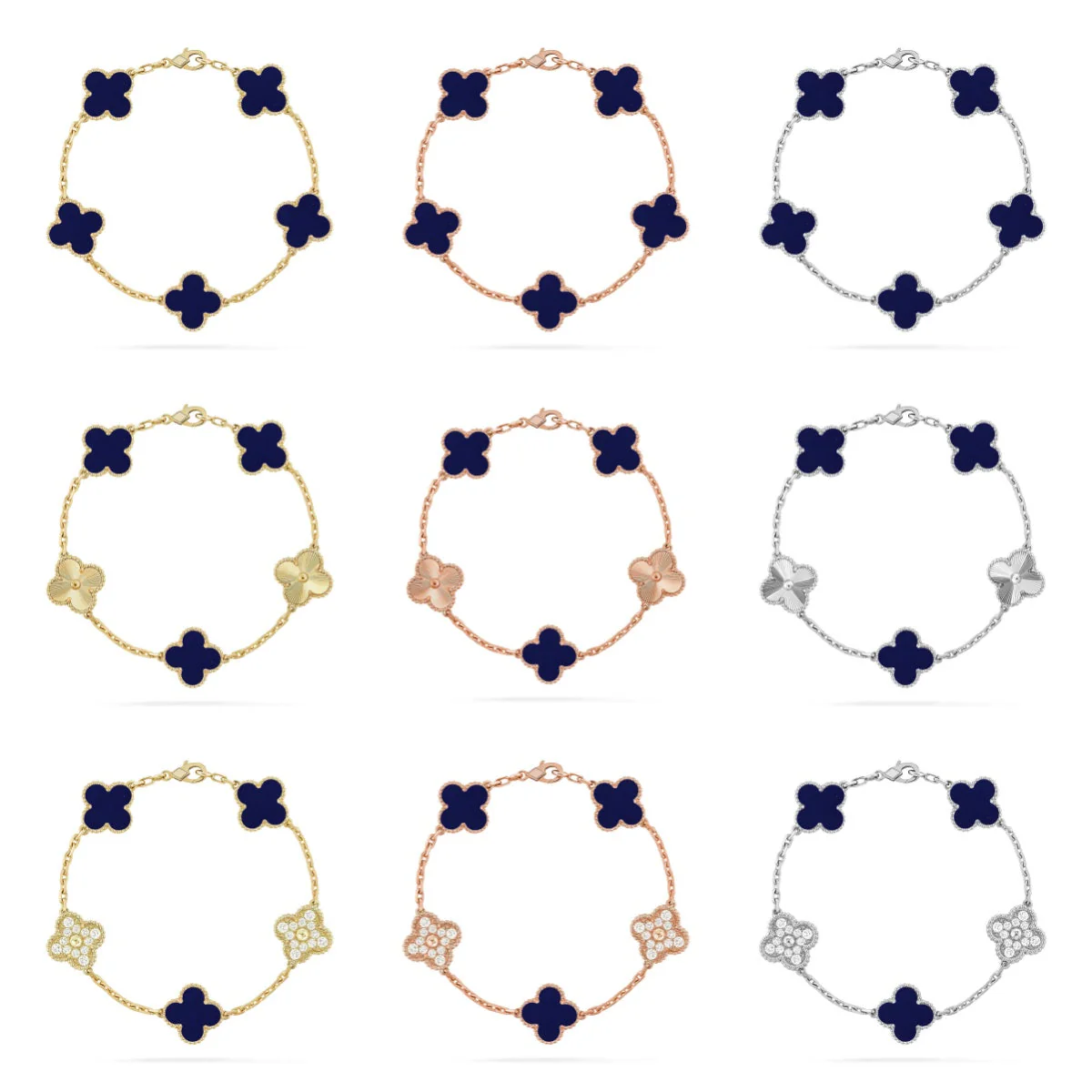 [⭐Glow Muse] مجموعة سوار CLOVER 5 MOTIF LAPIS LAZULI