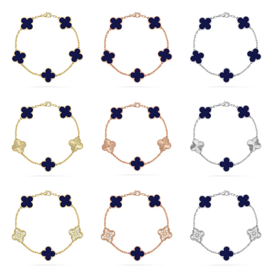 [⭐Glow Muse] مجموعة سوار CLOVER 5 MOTIF LAPIS LAZULI