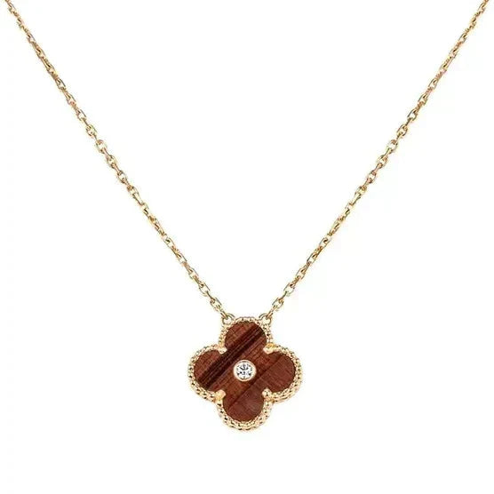 [Glow Muse] قلادة CLOVER 15MM DIAMOND AND YELLOW TIGER'S EYE AGATE